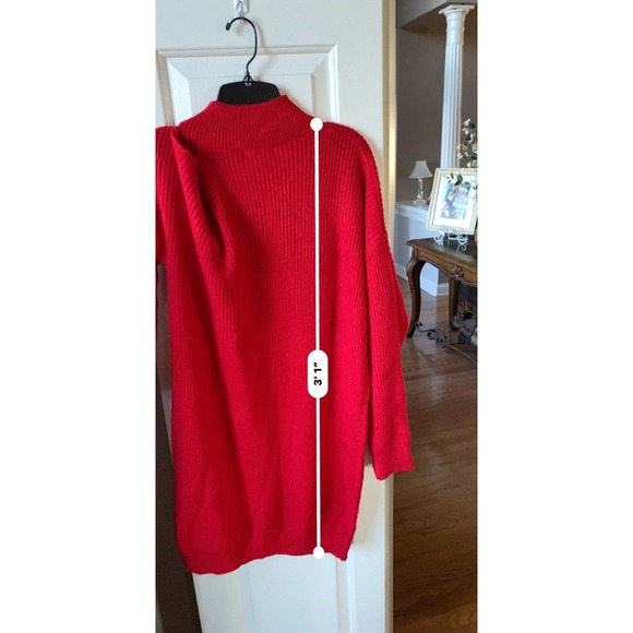 Kojooin Asymmetric Cold Shoulder Turtleneck Sweater Dress Size Large‎ NWT - Picture 6 of 6